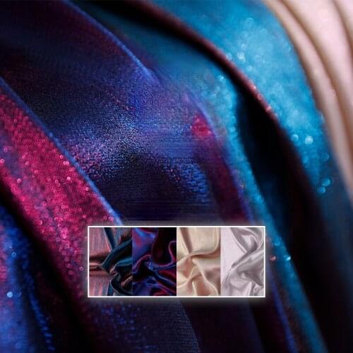 Jacquard fashion fabric design style color changing flashing aurora illusion windbreaker suit skirt pants handmade fabric