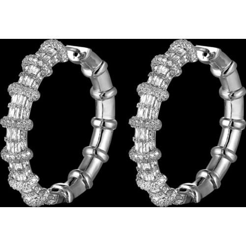 Zlxgirl Copper Wedding earrings jewelry Mirco Paved Cubic zircon Bridal Ears Bucle d'oreille Ear Cuff Women flower earing