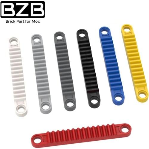 BZB MOC 6630 1x8 Gear Bar With Bolt Hole High-tech Building Block Model Kids DIY Creative Technical Brick Parts Best Toys Gifts