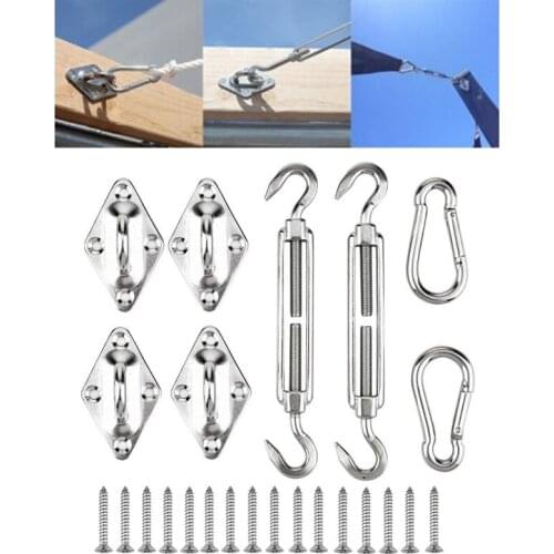 24PCS/Set 5mm Stainless Steel Shade Sail Sunshade Tools Accessories Diamond Buckle Spring Hook Supplies
