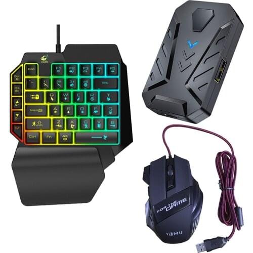 3 in 1 Bluetooth Gaming Keyboard Mouse Converter Combo for Smartphone PC PUBG Mobile Game Accessories