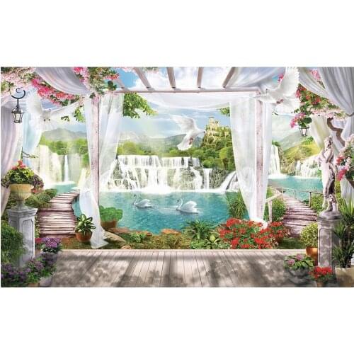 Custom photo 3d room wallpaper Non-woven mural The balcony lake scenery painting 3d wall murals wallpaper for walls 3 d