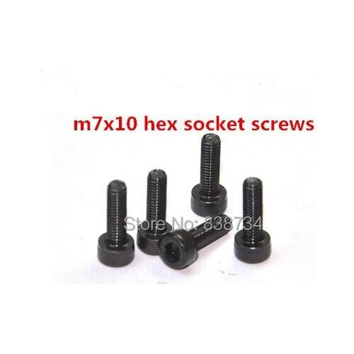 50pcs M7*10 12.9grade steel black oxide hex socket cap screw thread pitch 1mm