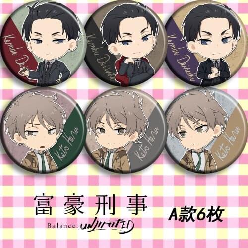 58MM Cool Fugou Keiji Balance UNLIMITED Cosplay Figures Badge Brooch Pin Bedge Button The Millionaire Detective Bag Badges Gifts