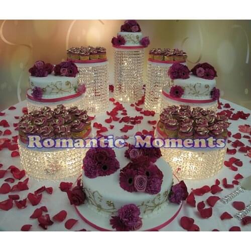 7PCS Dia(25cm) Cake Holders - Wedding Crystal Cake Stand - Wedding Centerpiece - Cake Display - Wedding Decoration Party Props
