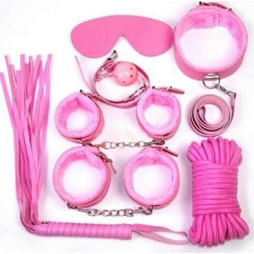 7pcs/set Bondage Kit Faux Leather Fetish Kit Restraints Sex Toys for Couple Handcuffs 10m Rope Adult Games Sex Products XN0070