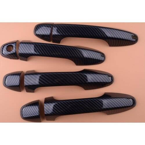 8Pcs/Kit Car Door Handle Cover Trim Overlay Cap Carbon Fiber Texture ABS Plastic Fit for Toyota Tacoma RAV4 2018 2017 2016