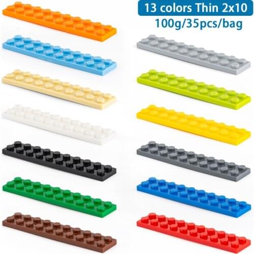 Aquaryta 35pcs Thin 2x10 DIY Building Blocks Pixel Figures Bricks Educational Creative Size Compatible Plastic Toys for Children