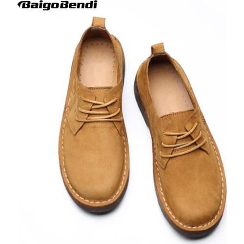 BAIGOBENDI New Man Lace Up Shoes Men Real Leather Work and Safety Retro Oxfords British Style Casual Shoes