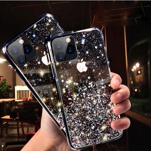 LOVECOM Glitter Bling Sequins Phone Case For iPhone 12 Mini 11 Pro Max XR XS Max 6 7 8 Plus X Soft Epoxy Star Clear Back Cover