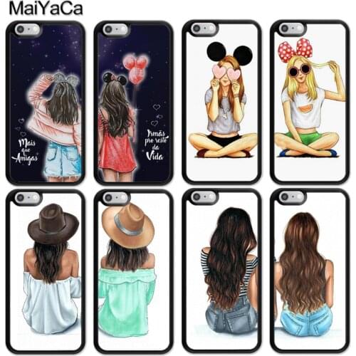 MaiYaCa Girls Brunette Blonde Best Friend Matching Case For iPhone 12 mini 11 Pro Max SE 2020 6S 7 8 Plus X XS Max XR Back Cover