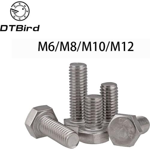 DIN933 304 stainless steel full thread fine 0.75/1.0/1.25/1.5 M6 M8 M10 M12 screws External hex 304 bolt