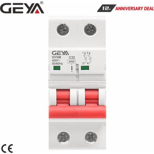 GEYA GYM8 Double Pole Din Rail MCB 4.5KA Miniature Circuit Breakers 63A AC Type with CE CB SEMKO Certificate