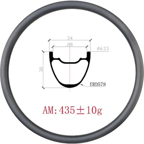 435g 29er MTB AM ENDURO 34x30mm Hookless tubeless disc brake carbon rims 24H 28H 32H UD 3K 12K matte glossy mountain bike wheels