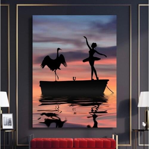 Picture Home Decor Goose And Maiden On The Lake Modular Ship Canvas Painting Modern Printed Poster Wall Art Living Room No Frame