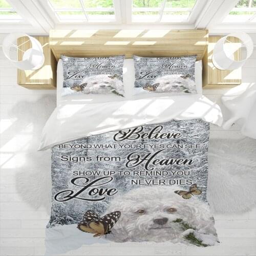 Cute White Dog With Typo 3pcs Bedding Sets Full King Twin Queen King Size Bed Sheet Duvet Cover Set Pillowcase Without Comforter