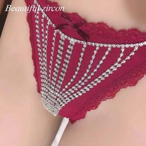 Fashion sexy womens body jewelry T-String chain shiny Rhinestone Crystal Body jewelry womens Valentines Day gift