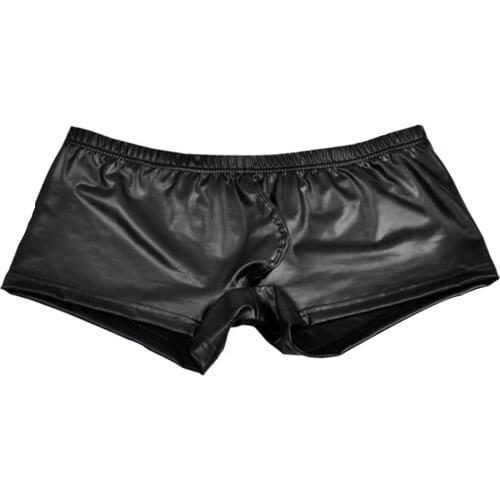 Male Boxer Underwear High Quality Men Underwear Mens Leather Boxer Low Waist Shorts Plus Size Pants