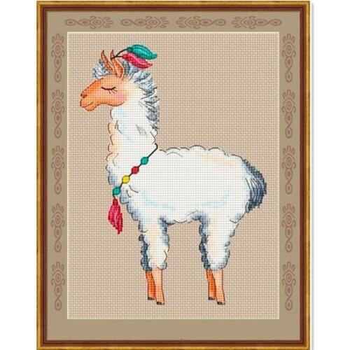 Proud alpaca cross stitch kit Animalcotton thread 18ct 14ct 11ct linen flaxen canvas stitching embroidery DIY