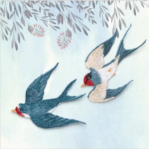 Set of 2 Swallow Embroidered Patches for Clothes Iron on Sew Appliques for Shirts Jackets Jeans Bags Shoes Sticker Badges Patch