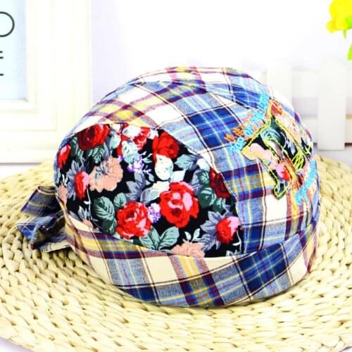 New pirate hat fashion pop Plaid printed Baby Hat reverse tie, double layer Baby Hat newborn photography props