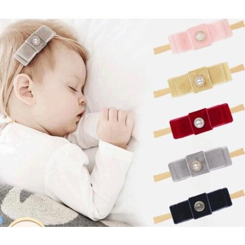 30pc/lot 2020 New Girls 2.8inch Velvet Bows Nylon Headband,Velvet Hair Bow Elastic Hair Band Children Girls Pearl Headband