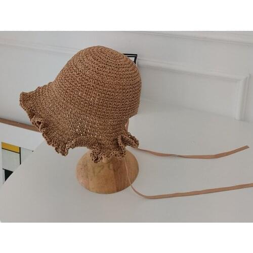 202104-YZ new Rural style French handmade paper bending brim lady sun cap women leisure hat