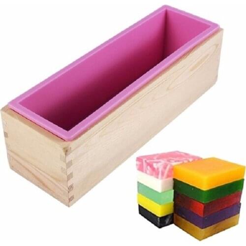 1200g Rectangle Bloom Soap Molds Wooden Box With Lid Large Capacity Silicone Loaf Mould Soap Craft Making Handicrafts Soap Hand