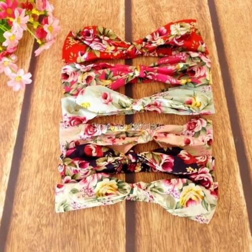 Rose flower Top knot headband baby Floral baby cotton headwrap baby girl infant hair accessories