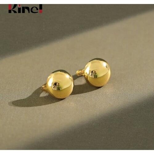 Kinel Earrings Korean 925 Sterling Silver 2020 New Minimalist Smooth Round Ball Ear Buckle Female Earrings Silver Jewelry