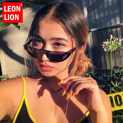 LEONLION Sunglasses Cool Trendy Half Frame Rimless Cats Eye Sunglasses Women Fashion Clear Brand Designer Sun Glasses For Men