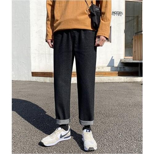 Loose Wide Leg Loose Pants Men Korean Fashions Blue Plus Size Jeans 2021 Harem Pants Mens Japanese Streetwear Denim