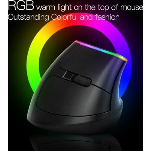 Delux M618C 2.4GHz Wireless Vertical Gaming Mouse Ergonomic 6 Button 1600 DPI Design Mause USB Colorful Light Mice For PC Laptop