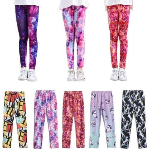 Spring Baby Girls Cotton Leggings For Kids Girls Unicorn Cartoon Print Trouser Toddler Girls Elastic Waist Bottom Pencil Pants