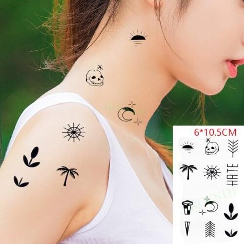 Waterproof Temporary Tattoo Sticker Moon Tree Skull Flower Body Art Flash Tattoo Fake Tattoo for Women Men