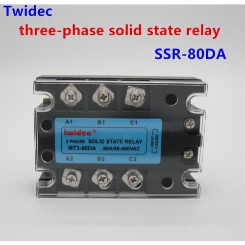 High quality Three Phase Solid State Relay SSR-80DA Relay 3-32VDC to 30-480V AC SR Relay Solid State Three Phase dc to ac Rele