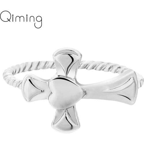 Women Cross Ring Vintage Style fashion Heart Engagement Rings Woman Christian Style Fashion Jesus Christ Jewelry Gift
