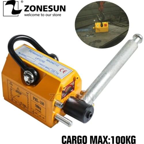 ZONESUN 0.1T (100kg) steel sheet crane lifting tool magnet steel sheet material workpiece lifter permanent magnetic lifter