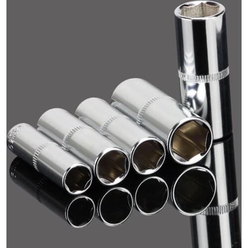 1Pcs 1/4-inch Drive 6.3mm Cr-V 6-Point Deep Socket For Heavy-Duty Pneumatic Tools Automotive Repairs Household Maintenance
