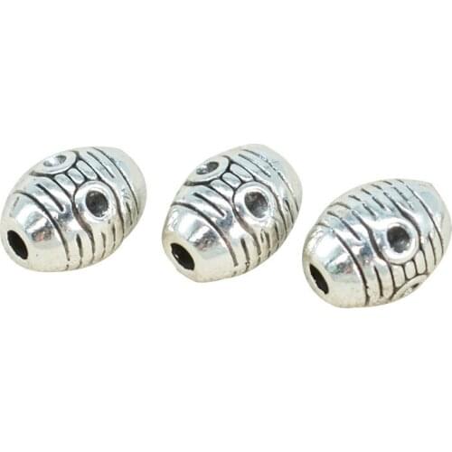 100 PCS 6.5*8.5mm Metal Alloy Beads Oval Spacer Beads Antique Silver Color Bead For Jewelry Making