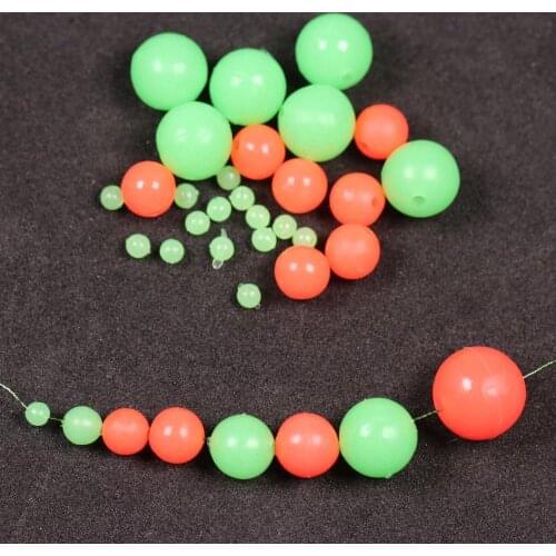 1000/3000PCS Red Green Round Soft Rubber Luminou Fishing Beads Glowing Sink Beads For Hook Fish Rigs Fishing Lure Tackle