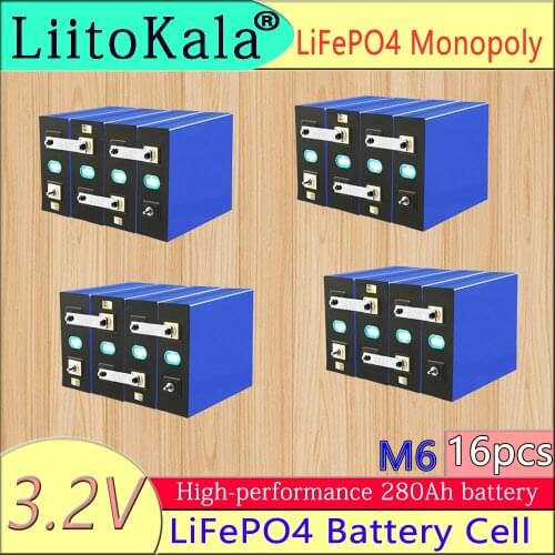 16pcs LiitoKala 3.2V 280Ah lifepo4 battery 12V 48V 280AH Rechargeable battery pack for Electric car RV Solar Energy storage