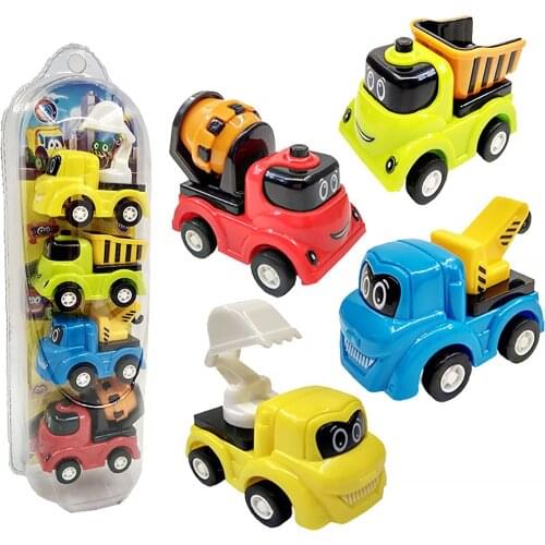 4pcs/set Car Toy Plastic Pull Back Car Model Mini Portable Trunk Playset Kid Party Birthday Toy