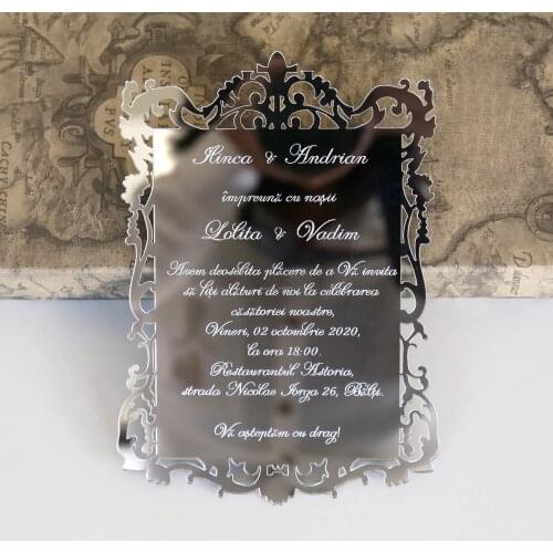 Acrylic invitation Acrylic Menu Card/ Laser Etched/Engraved Mirror Acrylic Wedding Menu, Mirror Acrylic,Acrylic Invitation