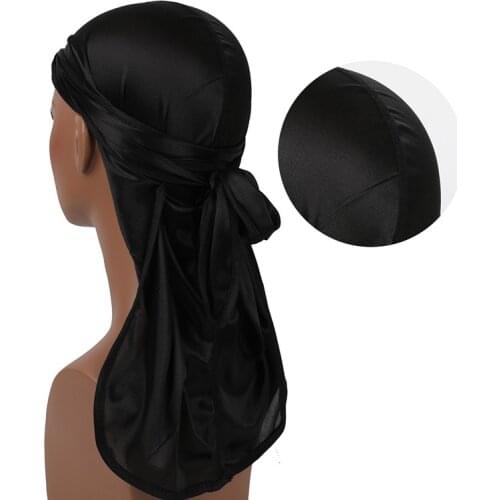 Hair Accessories Silky Scarf Durag Bandanas Hats For Women Men Long Tail Pirate Hat Waves do doo du rag Skull Turban Headwear