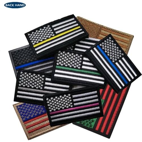 American Flag USA Embroidery Velcros Armband Sticker Backpack Hat Clothes Decoration Sticker Army Tactical Military Patches