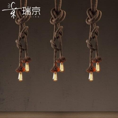 American rural character of Scandinavian minimalist Cafe Restaurant chandelier lamp art RETRO rope Chandelier