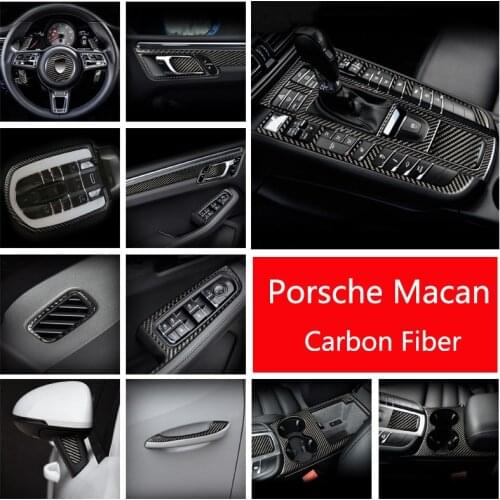 Car Inner Door Audio Speaker Gearshift Panel Door Armrest Cover Trim Stickers for Porsche Macan 2014-2020 Auto Accessories
