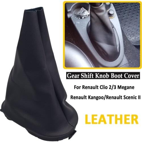 Car Styling Gear Shift Knob Lever Gaiter Boot Cover Case Collar Leather For Renault Clio II Clio III Megane II Scenic II Kangoo