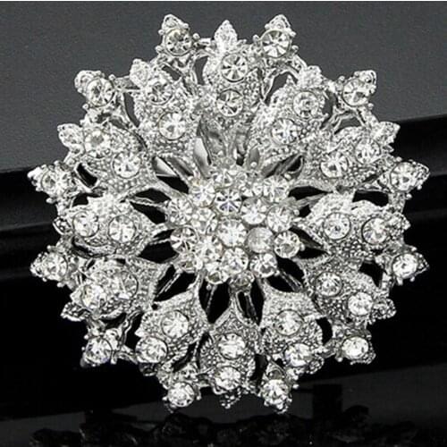 DHL Free Shipping Vintage Flower Brooch With Diamante For Bridal Bouquet Women Dress Elegant Jewelry Brooch Pins
